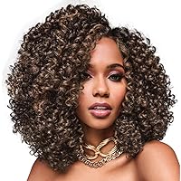 Kim Kimble Makayla Coiled Curls Mid-Length Bob Wig With Soft Layering Throughout, Average Cap, MC11SS Butter Pecan