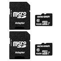 Micro Center 32GB Class 10 MicroSDHC Flash Memory Card with Adapter for Mobile Device Storage Phone, Tablet, Drone & Full HD Video Recording - 80MB/s UHS-I, C10, U1 (2 Pack)