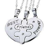 OIDEA Silver Gold Black Tone Alloy Rhinestone Best Friends Forever BFF Necklace Engraved Puzzle Friendship Pendant Necklaces Set