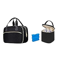 Fasrom Wearable Pump Carrying Bag with Cooler Bundle with Insulated Bottle Bag with Ice Pack Fits 4 Large Baby Bottles up to 9 Ounce