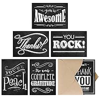 Retro Chalkboard Thank You Card Pack / 36 Greeting Cards With Brown Kraft Envelopes / 6 Vintage School Blackboard Chalk Designs Blank Inside / 3 1/2
