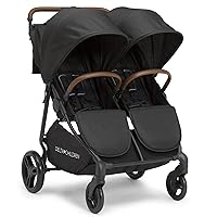 Delta Children Cruzer Double Stroller – Lightweight Side by Side with Reclining Seats, Extendable Canopies and Flat Fold, Black