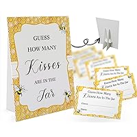 Guess How Many Kisses Are in the Jar Game-1 Standing Sign and 50 Guessing Cards, Bumble Bee Bridal Shower Games, Baby Shower Sign, for Boys Girls Baby Shower Favors and Weddings Party Decoration-10
