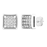 Dazzlingrock Collection 0.20 Carat Round White Diamond Square Unisex Hip Hop Stud Earrings in 925 Sterling Silver