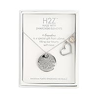 Pavilion - Grandma Engraved Coin Necklace with Heart Charm and Crystal Pendant, Grandma Necklace, Jewelry for Nana, Grandma Birthday Gift, 1 Count, Silver/Gold, 16 inches - 20.5 inches
