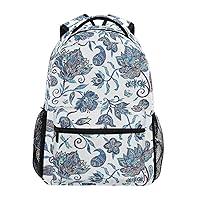 ALAZA Paisley Flower Floral Indian Ethnic Backpack Purse with Multiple Pockets Name Card Personalized Travel Laptop School Book Bag, Size M/16.9 in