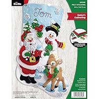 Bucilla, Santa's Gathering, Felt Applique Christmas Stocking, 18