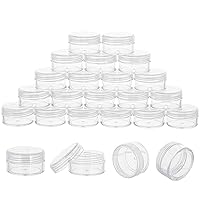 10 Gram 20 Count Sample Containers, Small Plastic Containers with Lids, Empty Sample Jars with Labels and Mini Disposable Spatulas(Clear Lid)