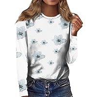 FYUAHI Women's Floral Print Crew Neck Long Sleeve Top Soft Pullover Casual Comfy Fall Fashion Outfits Clothes 2023