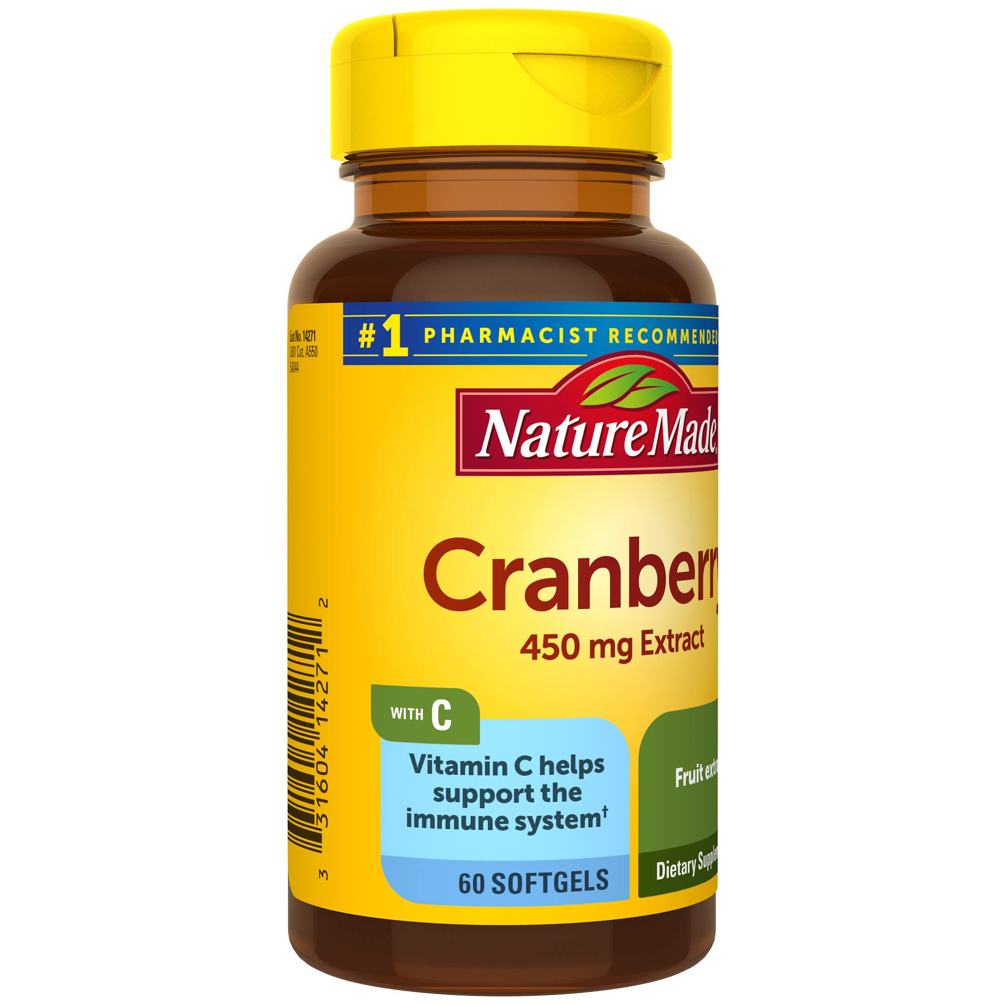 Nature Made Cranberry with Vitamin C, Dietary Supplement for Immune and Antioxidant Support, 60 Softgels, 30 Day Supply (Pack of 2)