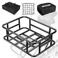 RAYMACE Rear Rack Bike Basket with Cargo Net and Liner Large Bicycle Basket Perfect Mount for Electric Bike