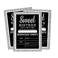 Black Birthday Invitation Card Printable Elegant Fill or Write In Blank Party Invites 28 Pcs 5 x 7 Inches