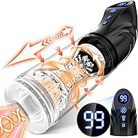Automatic Sucking Male Masturbator Sex Toys for Men, LCD Display 9 Thrusting & Rotating & Suction Mens Sex Toy, Electric Penis Pump Hands Free Pocket Pussy Stroker and 3D Realistic Textured Adult Toys