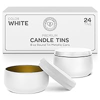 Hearts & Crafts White Candle Tins 8 oz with Lids - 24-Pack of Bulk Candle Jars for Making Candles, Arts & Crafts, Storage, Gifts, and More - Empty Candle Jars with Lids