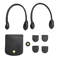 CHGCRAFT 8Pcs DIY Imitation PU Leather Bag Making Kit ew on Bag Cover and Bag Handles with Iron Snap Button for DIY Dumpling Bag Accessories, Black