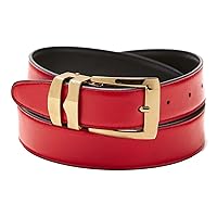 Reversible Belt Bonded Leather with Removable Gold-Tone Buckle RED/Black