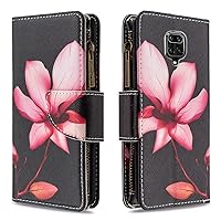 Cartoon Flip Case for Xiaomi Redmi Note 9S,Note 9 Pro and Note 9 Pro Max,Butterfly Animal Painting Premium Leather Case Kickstand with 9 Card Slot Zipper Wallet