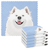 ALAZA Dish Towels Kitchen Cleaning Cloths Samoyed Dog Dish Cloths Absorbent Kitchen Towels Lint Free Bar Tea Soft Towel Kitchen Accessories Set of 6,11