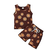 Toddler Fall Clothes Boy Outfits Cotton Baby Toddler Linen Summer Set Vest Rainbow Tops+ 2pcs Baby Clothe Pant (E, E70)