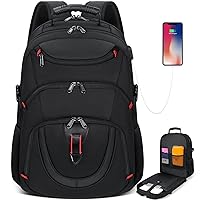 NUBILY Laptop Backpack 17 Inch Waterproof Travel TSA Friendly Extra Large College Gaming Backpack 17.3 Business Computer Backpack Men Women with USB Charging Port Bookbag Black 45L
