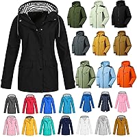 Women's Rain Jacket Waterproof with Hood,Plus Size Waterproof Rain Coats Outdoor Rain Jackets Packable Trench Coats for Hiking