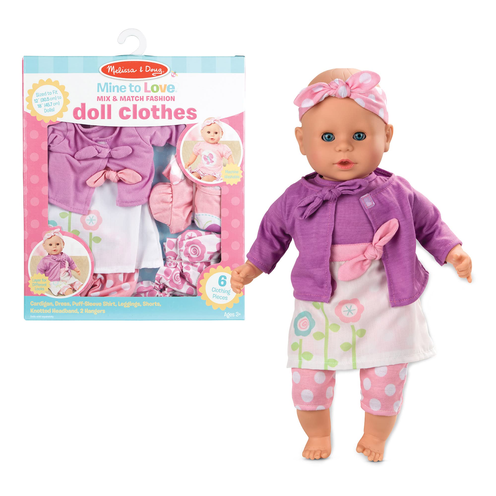 Melissa & Doug Mine to Love Mix & Match Fashion Doll Clothes for 12”-18” Dolls (6 pcs)