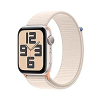 Apple Watch SE (2nd Gen) [GPS 44mm] Smartwatch with Starlight Aluminum Case with Starlight Sport Loop. Fitness & Sleep Tracker, Crash Detection, Heart Rate Monitor, Carbon Neutral