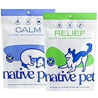 Native Pet Dog Calming Chews (60 Chews) & Relief Anti Inflammatory for Dogs (60 Chews)