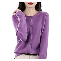 Cashmere Cardigan Sweaters for Women, 100% Cashmere Button Front Long Sleeve Cardigan Soft Warm Knit Elastic Jumpers
