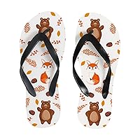 Vantaso Slim Flip Flops for Women Forest Animals Bear Fox Leaves Yoga Mat Thong Sandals Casual Slippers