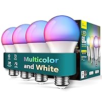 Smart Light Bulbs 4 Pack, TREATLIFE 2.4GHz Music Sync Color Changing Light Bulb, Works with Alexa Google Home, A19 E26 Dimmable LED Light Bulb 9W 800 Lumen for Party Decoration, Smart Home Lighting