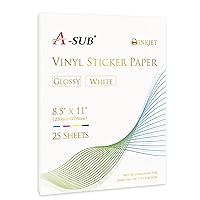A-SUB 25 Sheets Vinyl Sticker Paper for Inkjet Printer - Glossy Printable Vinyl 8.5x11 Inch Waterproof Sticker Paper for DIY Any Decal You Like