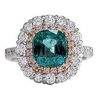 3.26 Carat Natural Green Emerald and Diamond (F-G Color, VS1-VS2 Clarity) 14K Two Tone Gold Engagement Ring for Women Exclusively Handcrafted in USA
