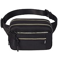 Telena Belt Bag for Women with 5 Zipper Fanny Pack for Women Black