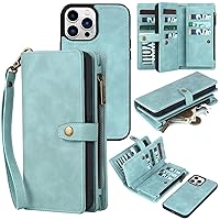Wallet Case Compatible with iPhone 15 Pro Max,Detachable Magnetic Phone Case,All-Round Shockproof Protective Leather Phone Case with Card Holder,6.7 in,Blue