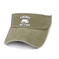 Friends Not Food Animal Leaky Top Denim Hat Print Sun Visor Hat Baseball Cap Golf Hat for Adult