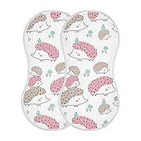 Cute Hedgehog Muslin Baby Burp Cloths, Soft & Absorbent Cotton Burping Rags for Newborn Boys & Girls, 2 Pack