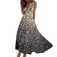 Womens Vacation Dresses Casual Dresses for Women 2024 Cotton Summer Dresses for Women 2024 Women's Sun Dresses Women Sun Dresses Sundresses for Women Midi Beach Dresses for Gold L