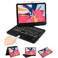 Snugg iPad Mini 6 Case with Keyboard (2021-6th Gen), Wireless Backlit Touchpad Bluetooth 2021 360 Degree Rotatable Mini Keyboard - Black