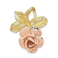 14k Two Tone Gold Rose Floating Open Chain Slide Pendant Necklace Charm Flower Gardening Fine Jewelry For Women Gifts For Her