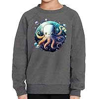 Octopus Toddler Raglan Sweatshirt - Cartoon Sponge Fleece Sweatshirt - Funny Kids' Sweatshirt