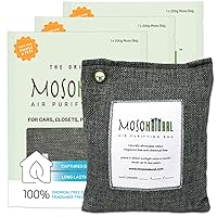 Air Purifying Bag 200g (3 Pack). A Scent Free Odor Eliminator for Cars, Closets, Bathrooms, Pet Areas. Premium Moso Bamboo Charcoal Odor Absorber. Two Year Lifespan! (Charcoal Grey)