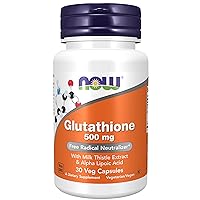 Supplements, Glutathione 500 mg, With Milk Thistle Extract & Alpha Lipoic Acid, Free Radical Neutralizer*, 30 Veg Capsules