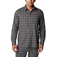 Columbia Men's Vapor Ridge III Long Sleeve Shirt, City Grey Plaid Gradient, Large
