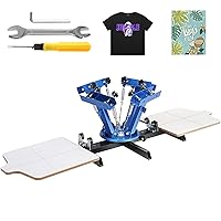 VEVOR 4 Color 2 Station Screen Printing Machine, 21.2x17.7in / 54x45cm Screen Printing Press 360° Rotable Silk, Double-Layer Positioning Pallet for T-Shirt DIY Printing