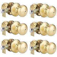 goldenwarm Gold Interior Door Knob, Privacy Door Knob, Gold Bedroom Door Knobs, Door Knobs Interior Bulk, Privacy Door Knobs for Bedroom or Bathroom(6 Pack)