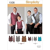 Simplicity Simplcity Sewing Pattern 1506: Husky Boys' and Big and Tall Men's Vests, Size A, A (S-L / 1XL-5XL), White