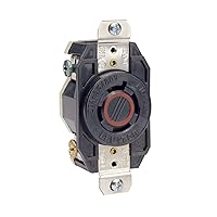 Leviton 2430 20-Amp, 480-Volt- 3PY, Flush Mounting Locking Receptacle, Industrial Grade, Grounding, V-0-MAX, Black