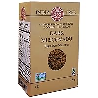 India Tree Dark Muscovado Sugar, 1 Pound Box, Unrefined Brown Baking Sugar with Rich Molasses Flavor, Perfect for Gingerbread, Coffee, and Chocolate Cakes
