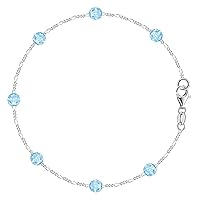 Jewelry Affairs Blue Synthetic Resin Bead Chain Anklet In Sterling Silver